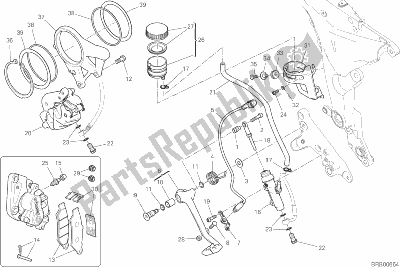 All parts for the Rear Braking System of the Ducati Multistrada 1260 S Touring 2020